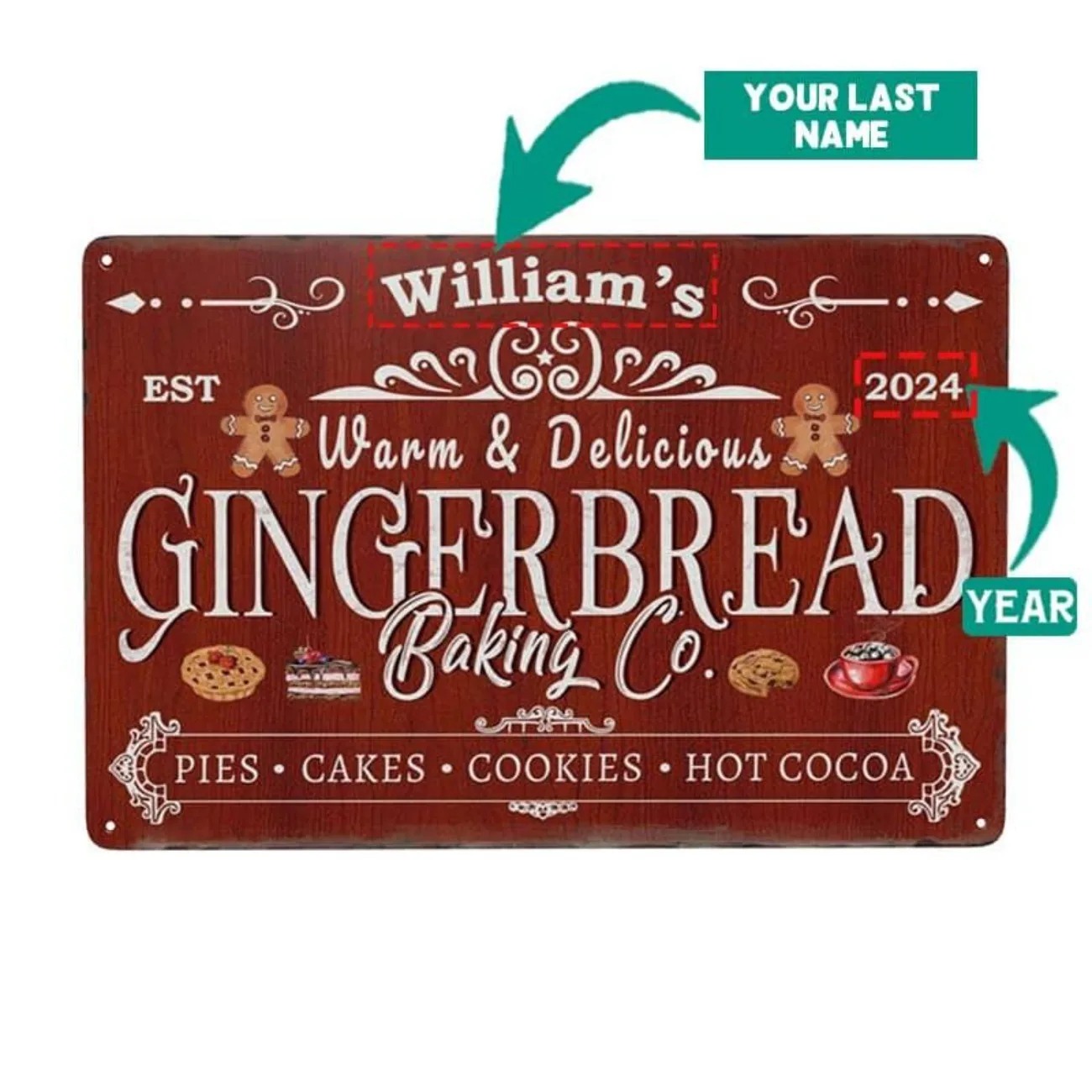 Kitchen Baking Decor - 1 buah Papan Aluminium Personalized Gingerbread